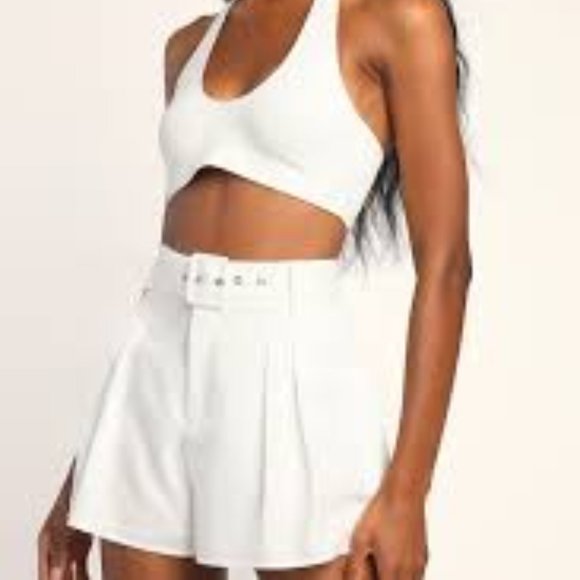 The Sang high waist belted shorts sz L - Picture 1 of 8